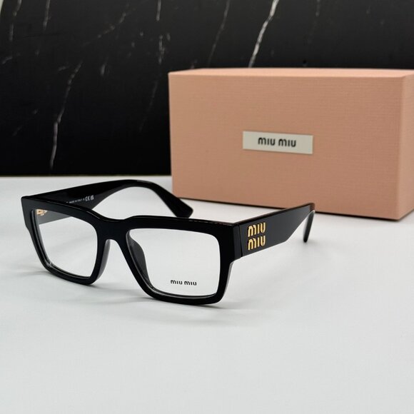 NEW MIU MIU MU02XV 1AB1O1 WOMEN BLACK SQUARE EYEGLASSES - Picture 1 of 10